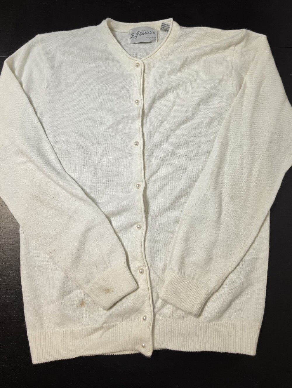 Vintage BJ Christen California White Pearl Button Cardigan